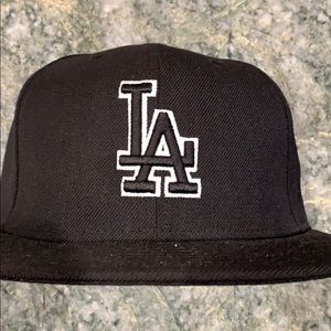 New Era LA Dodgers Black on Black fitted hat
